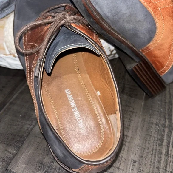 Johnston Murphy Navy Suede Leather Saddle Oxford Mens Dress Shoe Size 11M - Picture 4 of 9